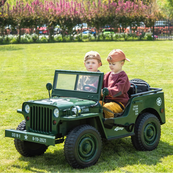 2026 24V Military Willy Truck 3 Seater Kids Ride On Car