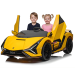 Yellow 24V Official LX Lamborghini Sian 2-Seater Ride On Car with Music, RC