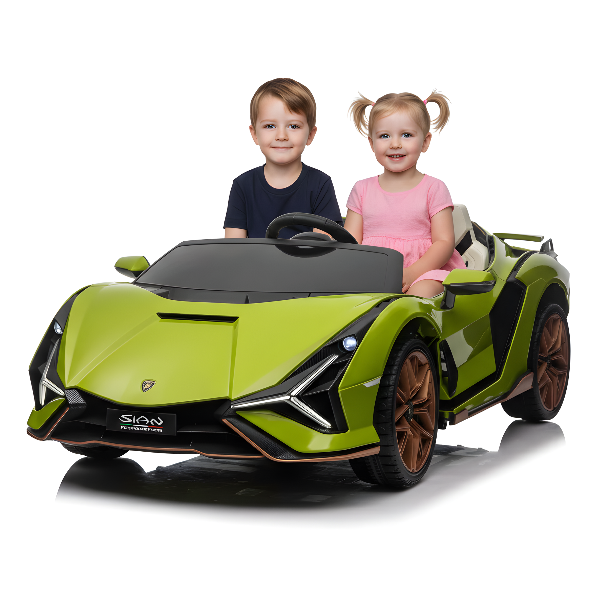 Green 24V Official LX Lamborghini Sian 2-Seater Ride On Car with Music, RC
