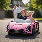 Pink 24V Official LX Lamborghini Sian 2-Seater Ride On Car with Music, RC
