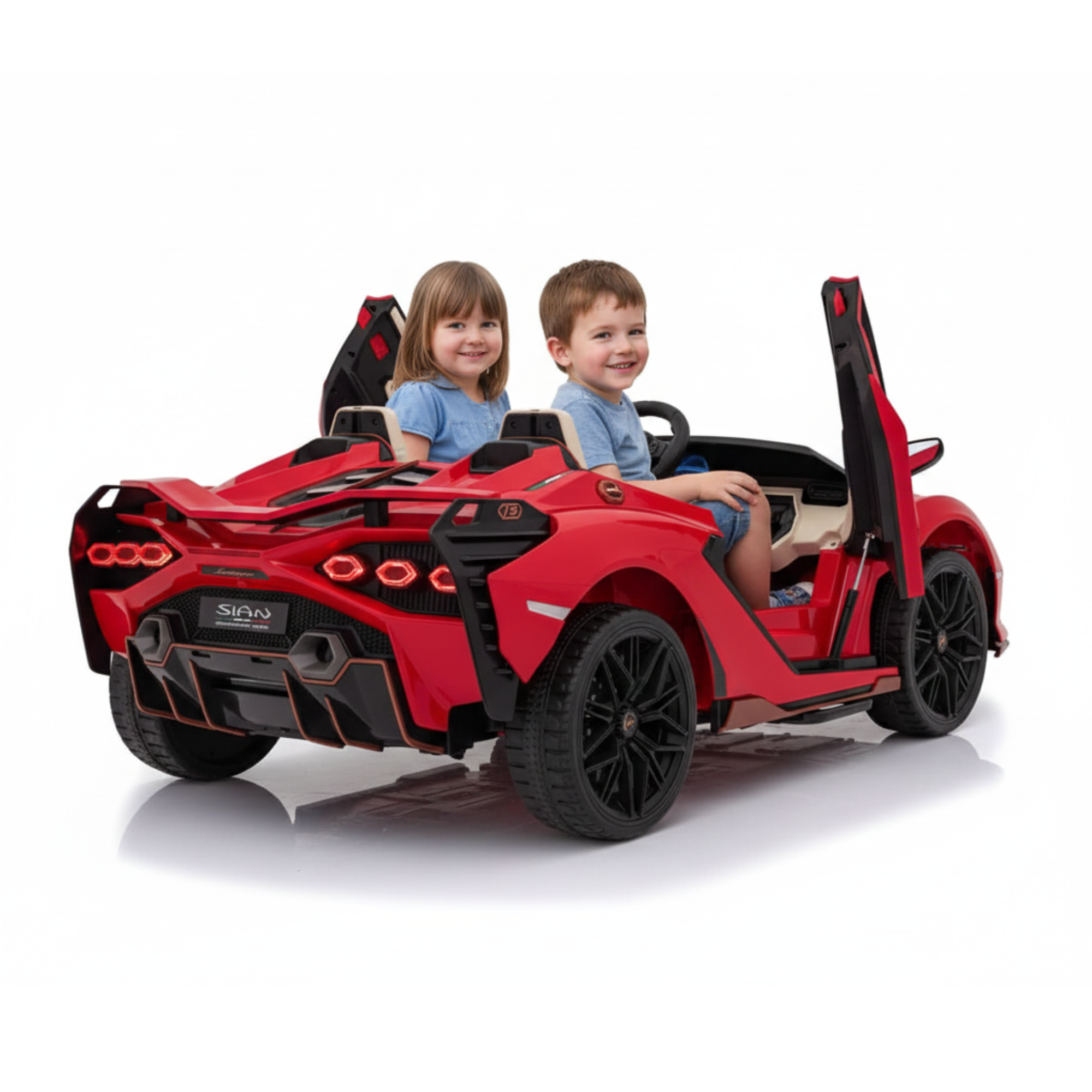 Red 24V Official LX Lamborghini Sian 2-Seater Ride On Car with Music, RC
