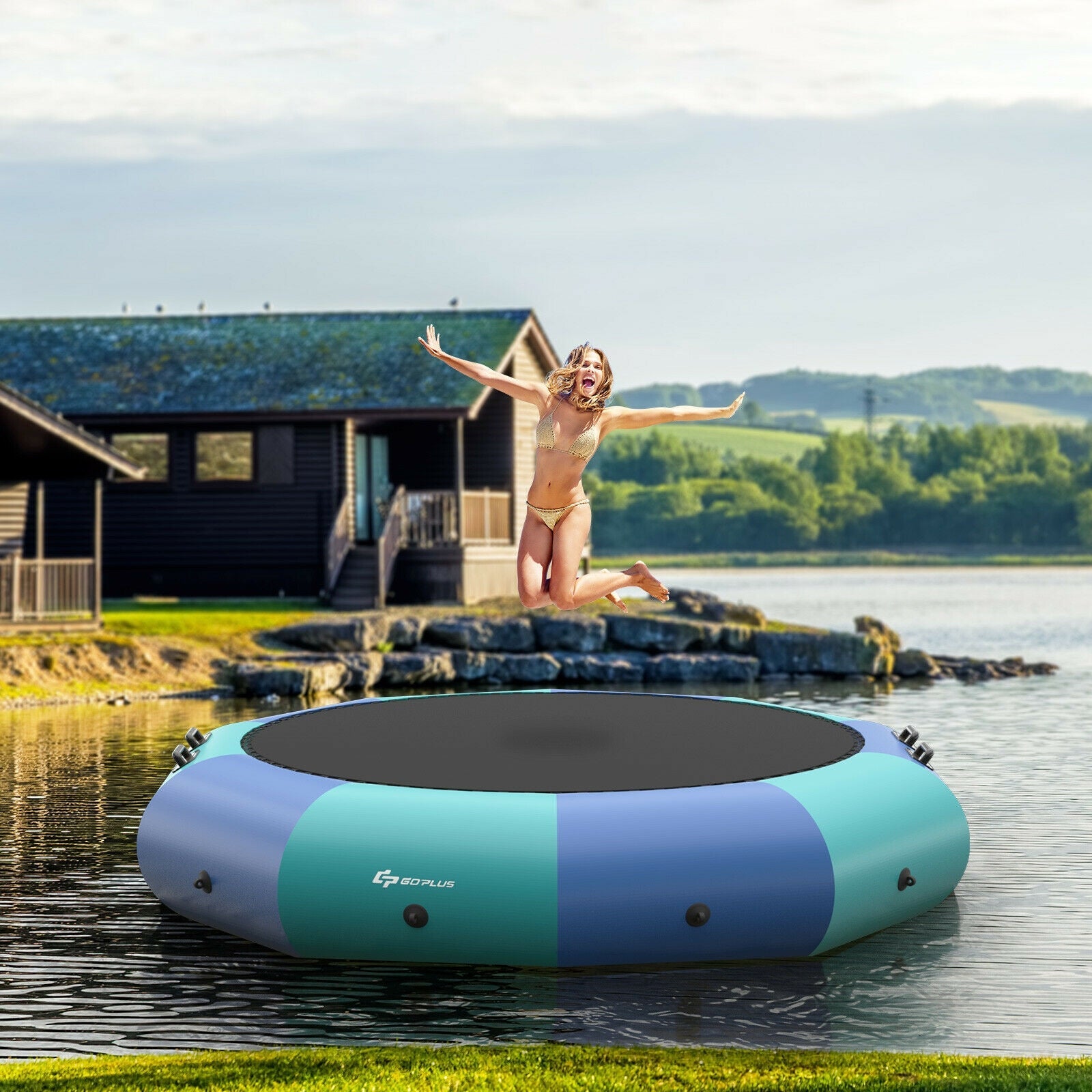 10 Feet Inflatable Splash Padded Water Bouncer Trampoline-Blue – LA TOYZ