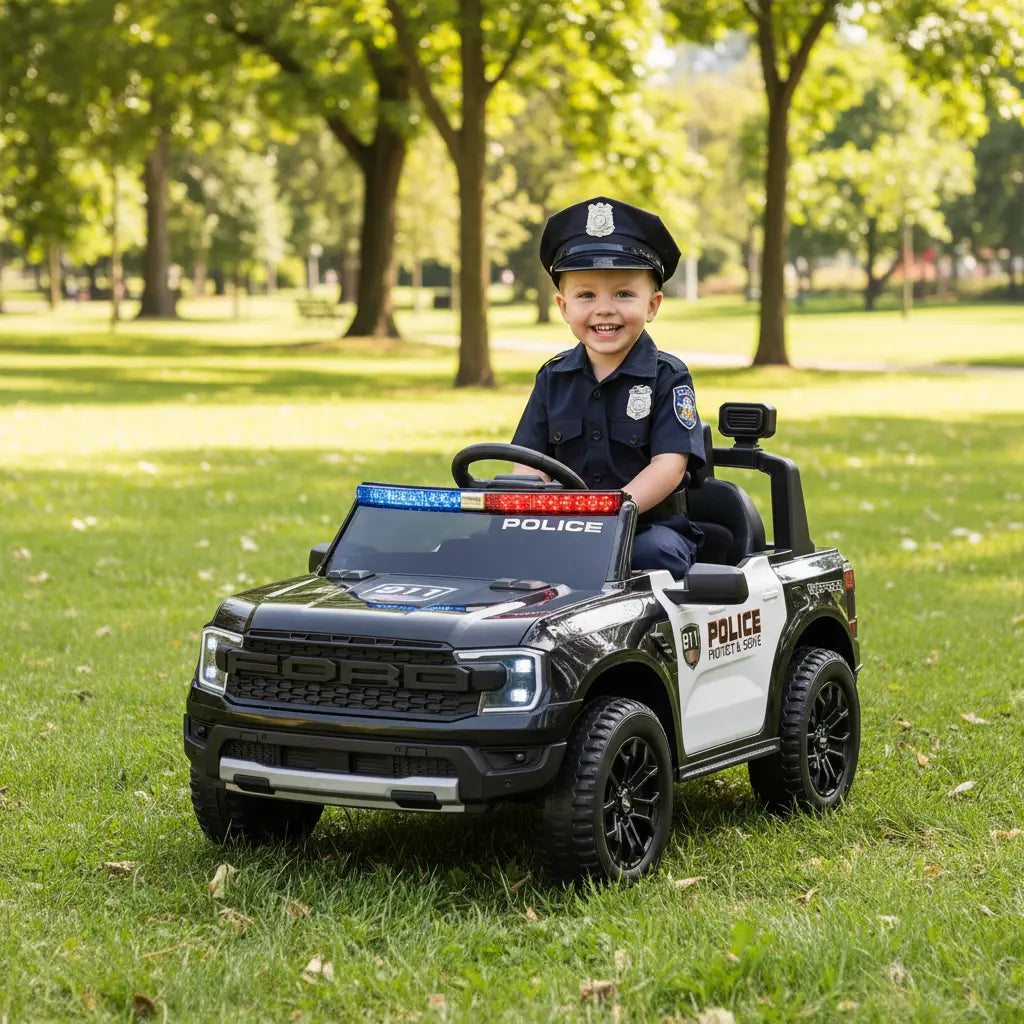 12V Licensed Ford Raptor Police Interceptor Kids Ride-On Truck