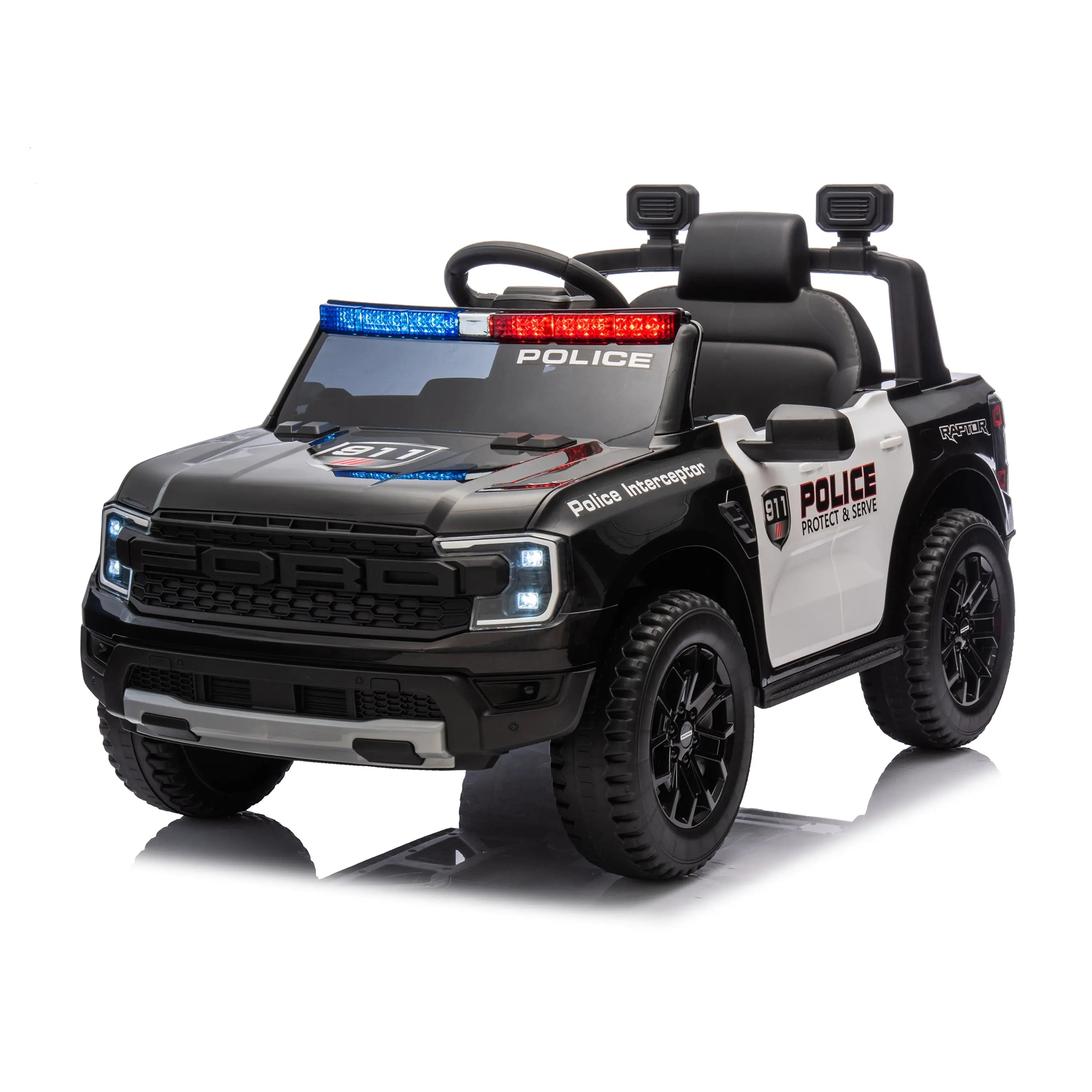 12V Licensed Ford Raptor Police Interceptor Kids Ride-On Truck