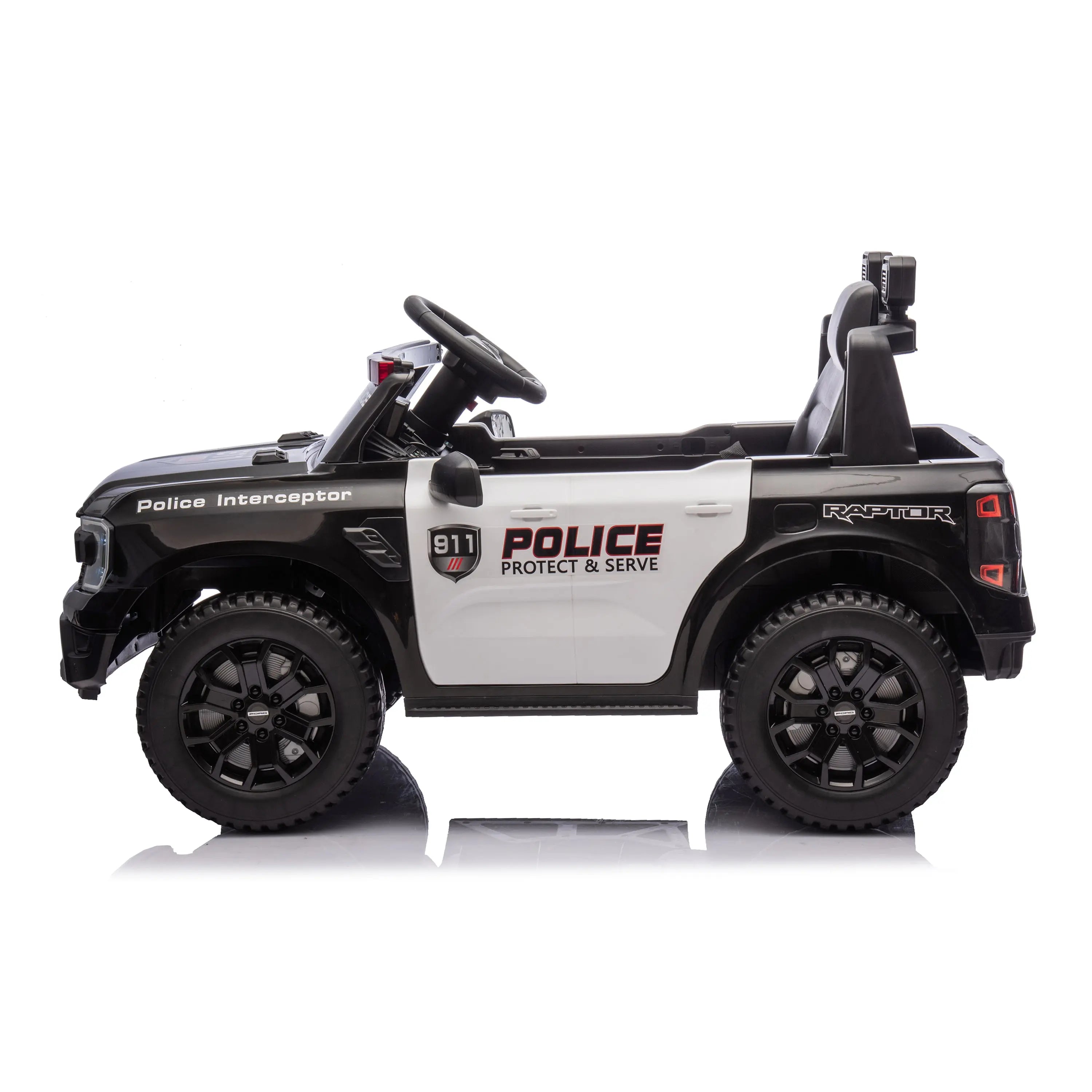 12V Licensed Ford Raptor Police Interceptor Kids Ride-On Truck