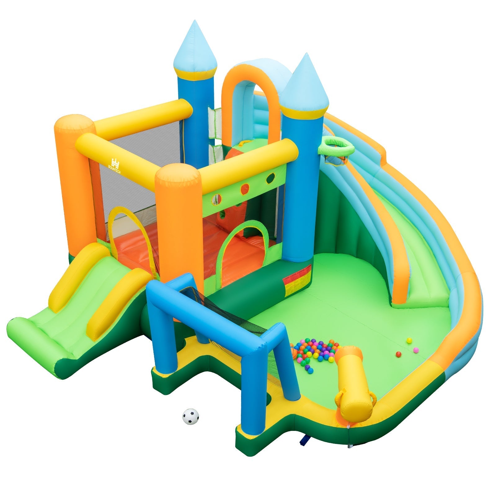 Splash Inflatables Inflatable Water Slide Blowup Bounce House with Dual Slides and Splash ...