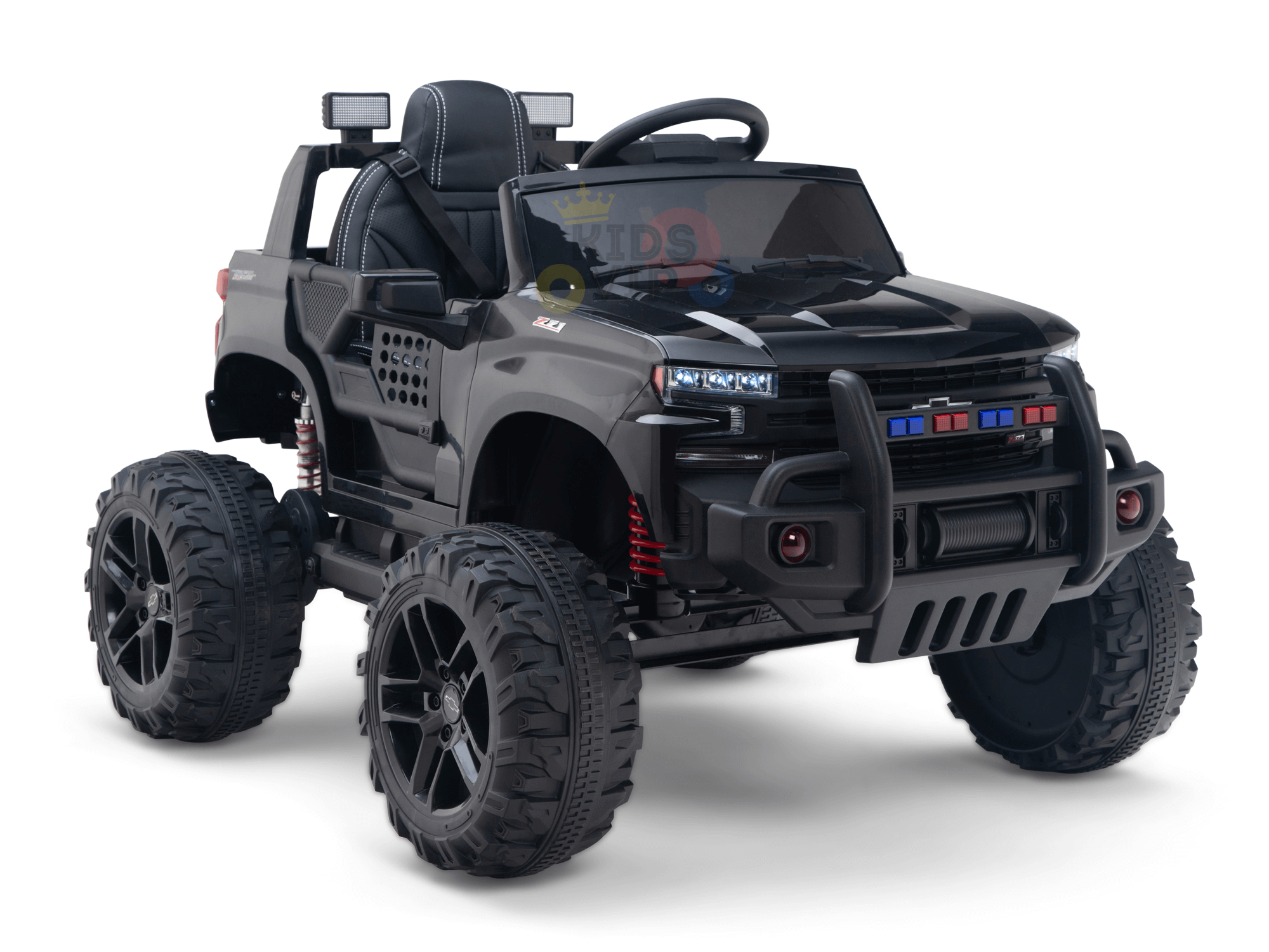24V Chevrolet Silverado Kids Licensed 1 Seater Ride On Lifted Truck with Remote