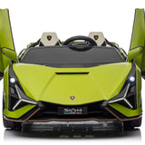 Green 24V Official LX Lamborghini Sian 2-Seater Ride On Car with Music, RC