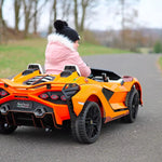 Orange 24V Official LX Lamborghini Sian 2-Seater Ride On Car with Music, RC