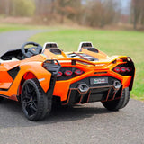 Orange 24V Official LX Lamborghini Sian 2-Seater Ride On Car with Music, RC