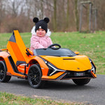 Orange 24V Official LX Lamborghini Sian 2-Seater Ride On Car with Music, RC