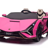 Pink 24V Official LX Lamborghini Sian 2-Seater Ride On Car with Music, RC