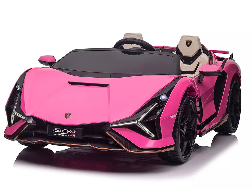 Pink 24V Official LX Lamborghini Sian 2-Seater Ride On Car with Music, RC