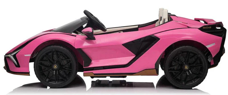 Pink 24V Official LX Lamborghini Sian 2-Seater Ride On Car with Music, RC