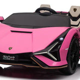 Pink 24V Official LX Lamborghini Sian 2-Seater Ride On Car with Music, RC