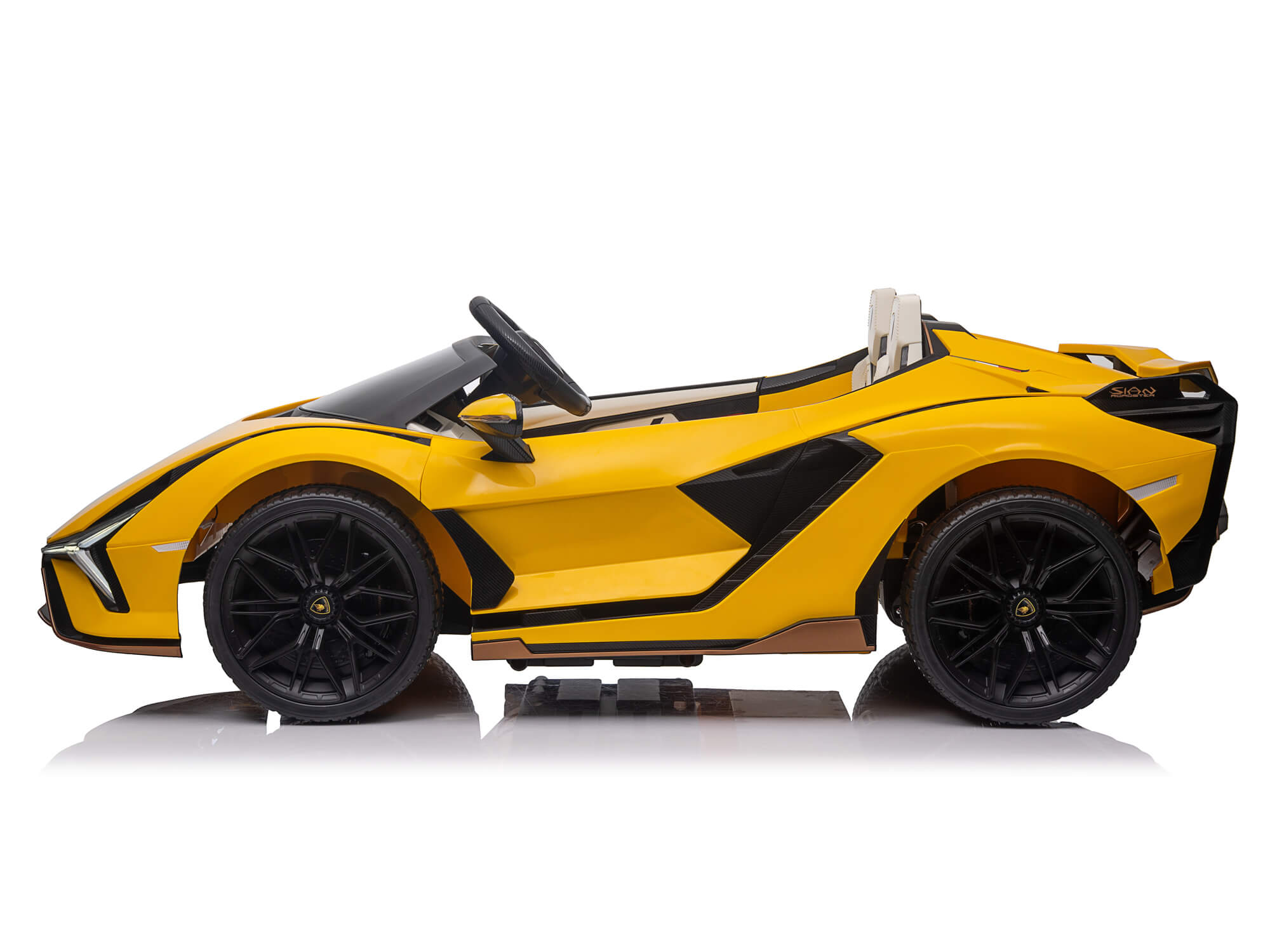 Yellow 24V Official LX Lamborghini Sian 2-Seater Ride On Car with Music, RC