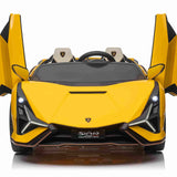 Yellow 24V Official LX Lamborghini Sian 2-Seater Ride On Car with Music, RC