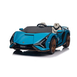 Blue 24V Official LX Lamborghini Sian 2-Seater Ride On Car with Music, RC