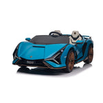 Blue 24V Official LX Lamborghini Sian 2-Seater Ride On Car with Music, RC