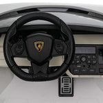White 24V Official LX Lamborghini Sian 2-Seater Ride On Car with Music, RC