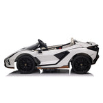 White 24V Official LX Lamborghini Sian 2-Seater Ride On Car with Music, RC