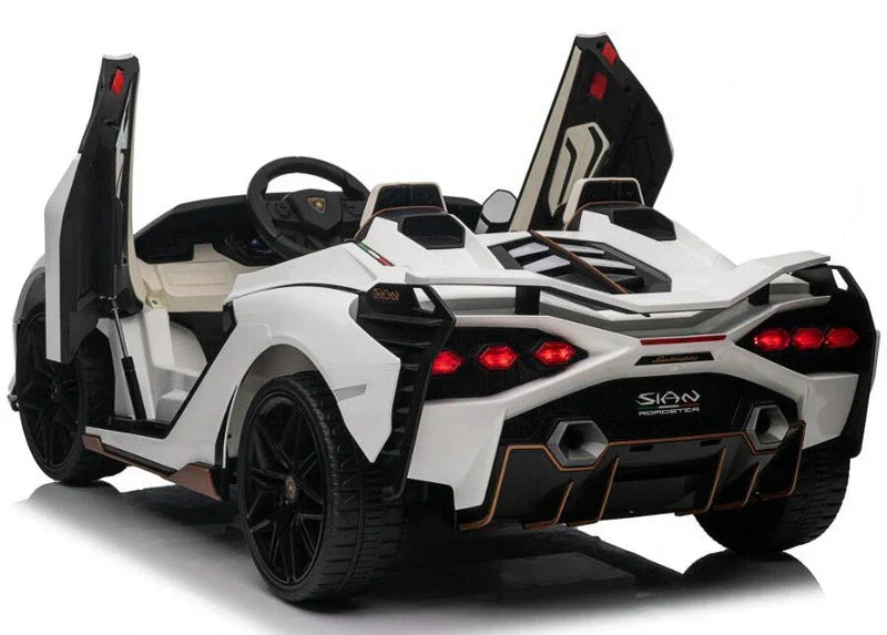 White 24V Official LX Lamborghini Sian 2-Seater Ride On Car with Music, RC