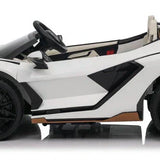 White 24V Official LX Lamborghini Sian 2-Seater Ride On Car with Music, RC