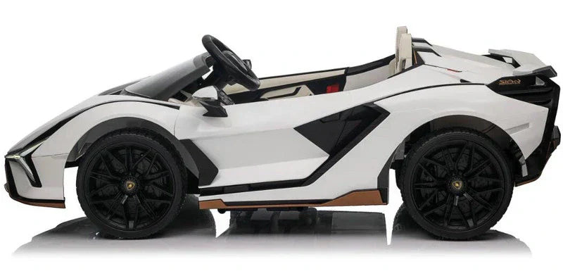 White 24V Official LX Lamborghini Sian 2-Seater Ride On Car with Music, RC
