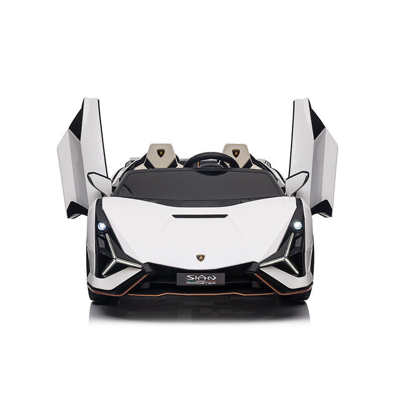 White 24V Official LX Lamborghini Sian 2-Seater Ride On Car with Music, RC