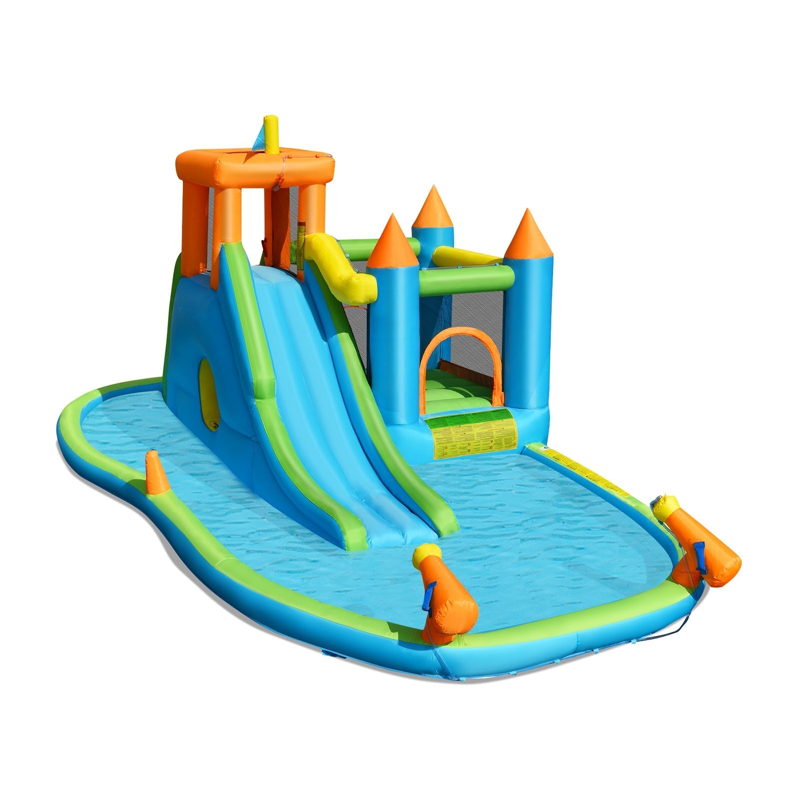 Inflatable Water Slide with Bounce House and Splash Pool without Blowe ...