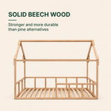 Twin Size Montessori House Bed for Kids with Fence