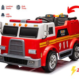 24V Fire Truck 2-Seater Ride On Kids Car with Remote Control